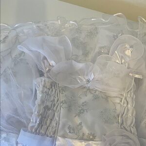 Elegant White and Silver Kids Formal Dress